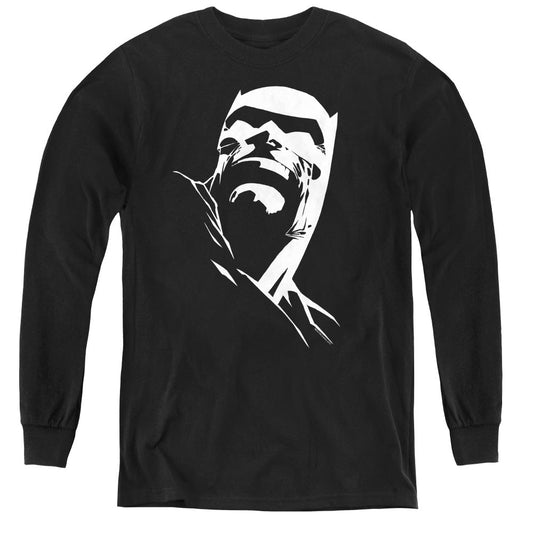 Batman Dkr Head Long Sleeve Kids Youth T Shirt Black Officially Licensed