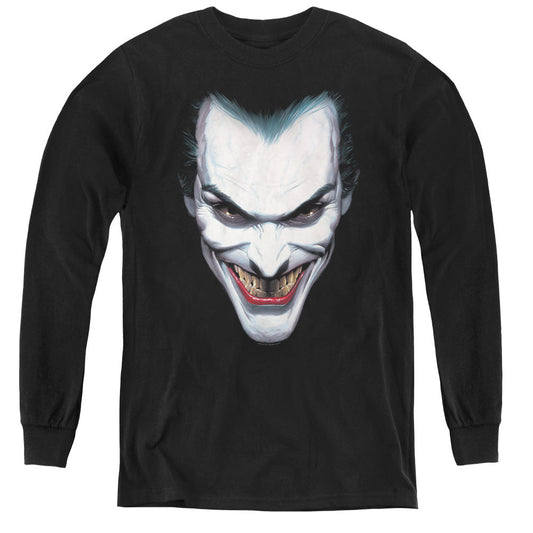 Batman Joker Portrait Long Sleeve Kids Youth T Shirt Black Officially Licensed
