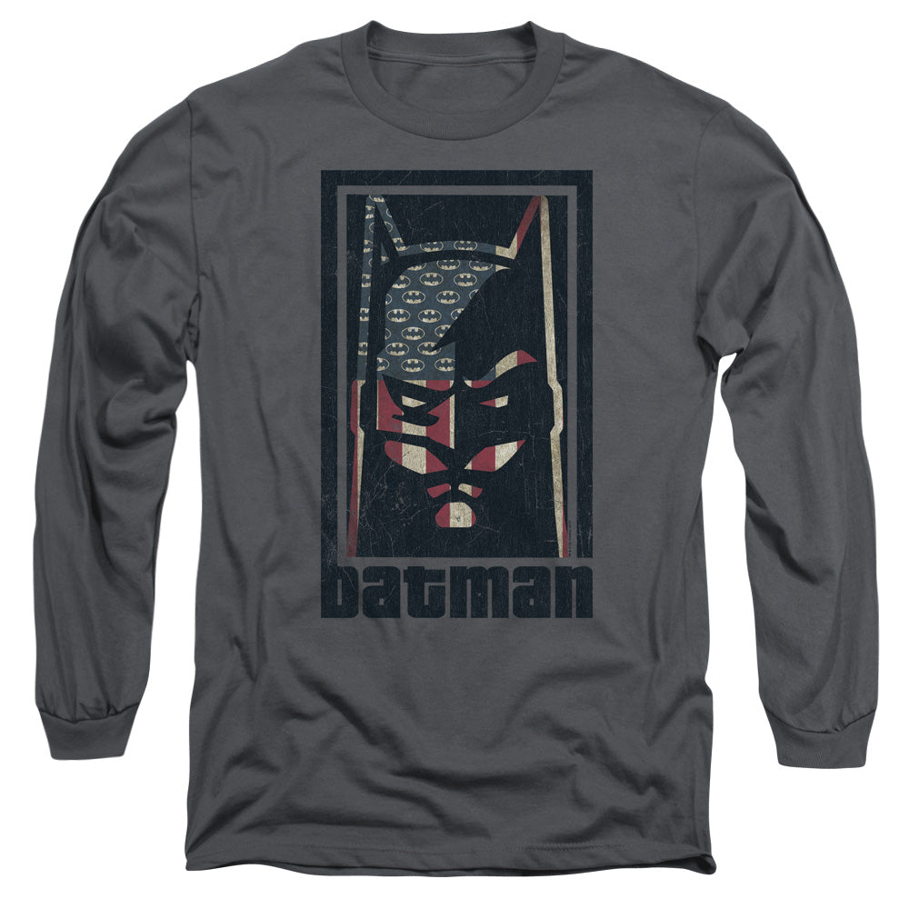 Batman American Batman Mens Long Sleeve Shirt Charcoal Officially Licensed
