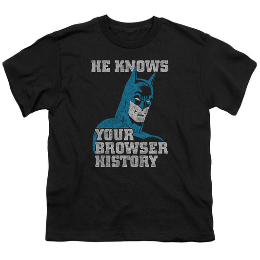 Batman Batman Knows Kids Youth T Shirt Black Officially Licensed