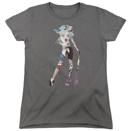 Batman Scene Inside Womens T Shirt Charcoal Officially Licensed