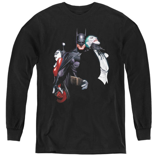Batman Joker Harley Choke Long Sleeve Kids Youth T Shirt Black Officially Licensed