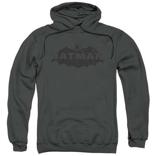 Batman Newsprint Logo Mens Hoodie Charcoal Officially Licensed