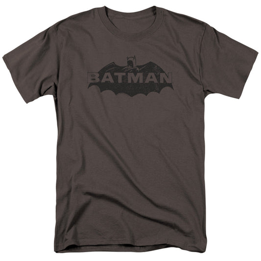 Batman Newsprint Logo Mens T Shirt Charcoal Officially Licensed