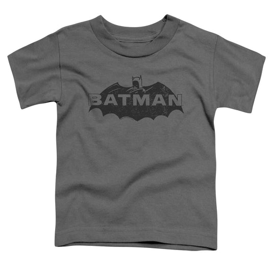 Batman Newsprint Logo Toddler Kids Youth T Shirt Charcoal Officially Licensed