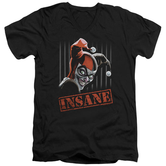 Batman Insane Mens Slim Fit V Neck T Shirt Black Officially Licensed
