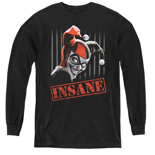 Batman Insane Long Sleeve Kids Youth T Shirt Black Officially Licensed