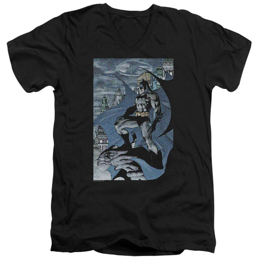 Batman Seurbat Mens Slim Fit V Neck T Shirt Black Officially Licensed