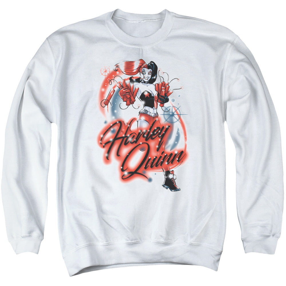 Batman Harley Airbrush Mens Crewneck Sweatshirt White