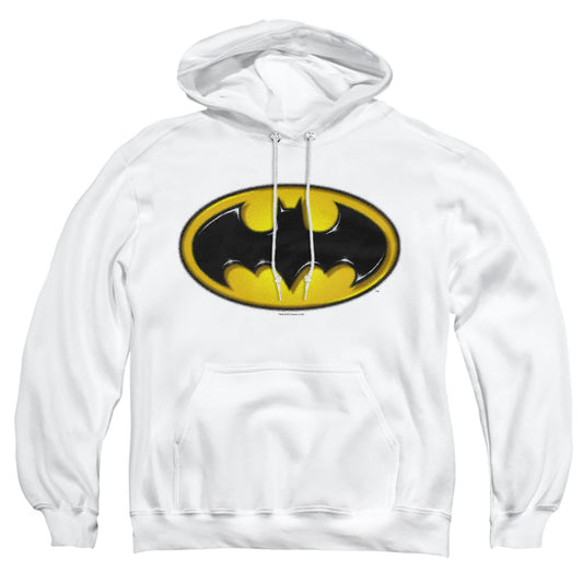 Batman Airbrush Bat Symbol Mens Hoodie White Officially Licensed