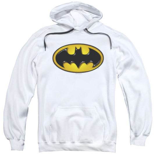 Batman Airbrush Bat Symbol Mens Hoodie White Officially Licensed
