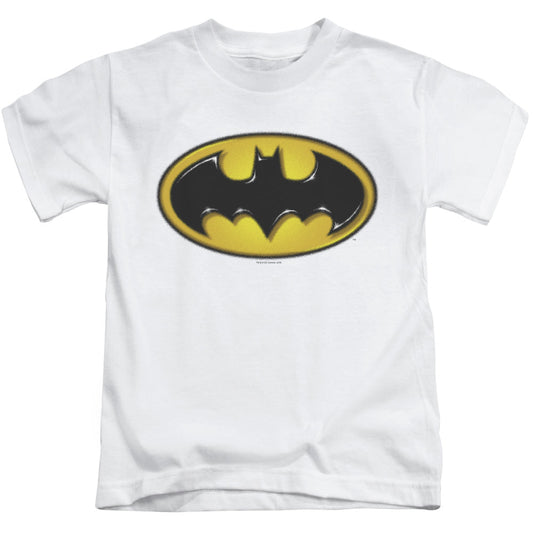 Batman Airbrush Bat Symbol Juvenile Kids Youth T Shirt White Officially Licensed