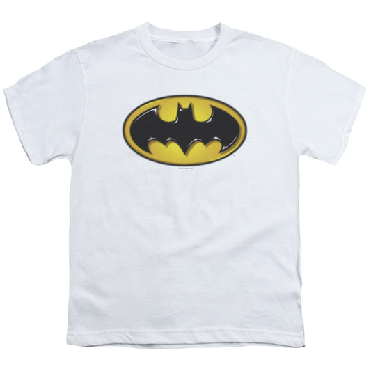 Batman Airbrush Bat Symbol Kids Youth T Shirt White Officially Licensed
