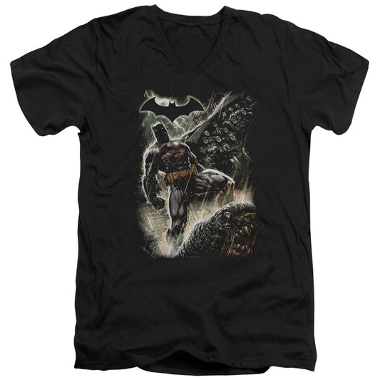 Batman Family Mens Slim Fit V Neck T Shirt Black Officially Licensed