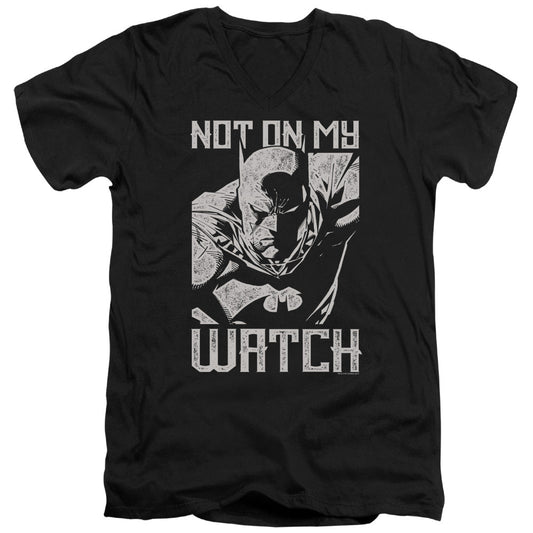 Batman Watch Mens Slim Fit V Neck T Shirt Black Officially Licensed