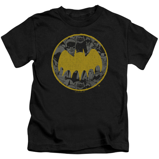 Batman Vintage Symbol Collage Juvenile Kids Youth T Shirt Black Officially Licensed