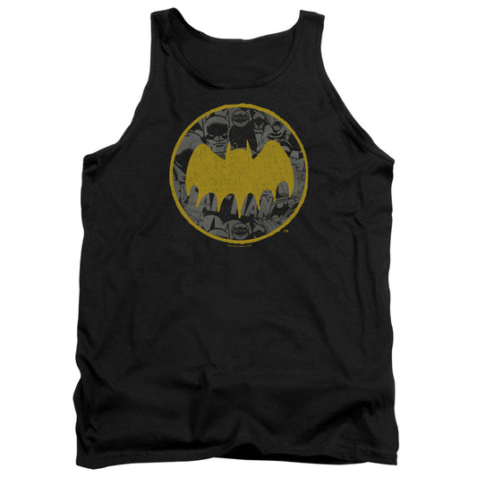 Batman Vintage Symbol Collage Mens Tank Top Shirt Black Officially Licensed