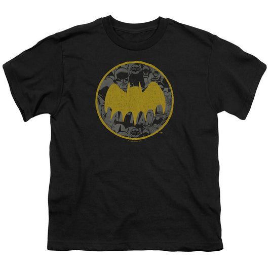 Batman Vintage Symbol Collage Kids Youth T Shirt Black Officially Licensed