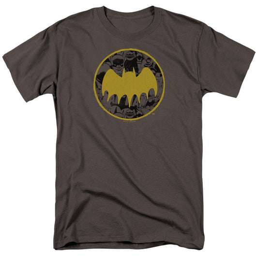 Batman Vintage Symbol Collage Mens T Shirt Charcoal Officially Licensed