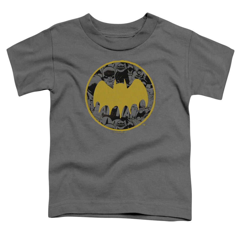 Batman Vintage Symbol Collage Toddler Kids Youth T Shirt Charcoal Officially Licensed