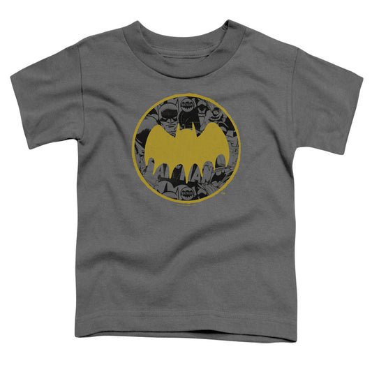 Batman Vintage Symbol Collage Toddler Kids Youth T Shirt Charcoal Officially Licensed