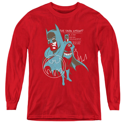 Batman Lean And Muscular Long Sleeve Kids Youth T Shirt Red Officially Licensed