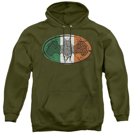 Batman Irish Celtic Symbol Mens Hoodie Military Green Officially Licensed