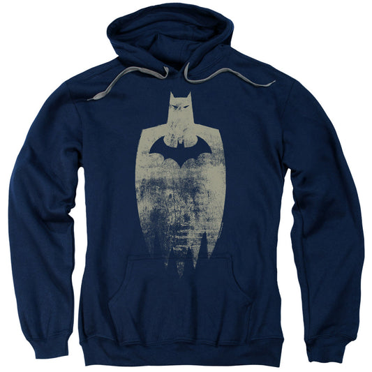Batman Gold Silhouete Mens Hoodie Navy Blue Officially Licensed