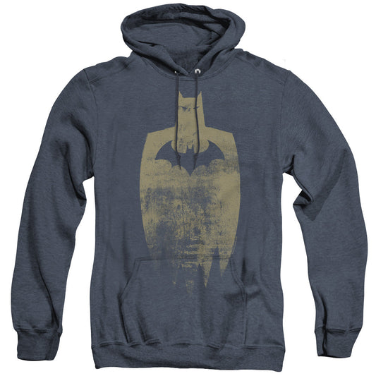Batman Gold Silhouete Heather Mens Hoodie Navy Blue Officially Licensed