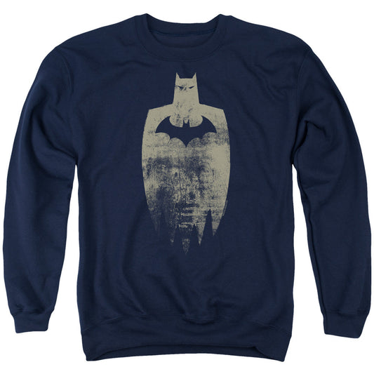 Batman Gold Silhouette Mens Crewneck Sweatshirt Navy