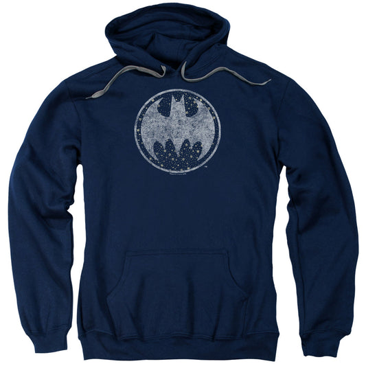 Batman Starry Night Shield Mens Hoodie Navy Blue Officially Licensed