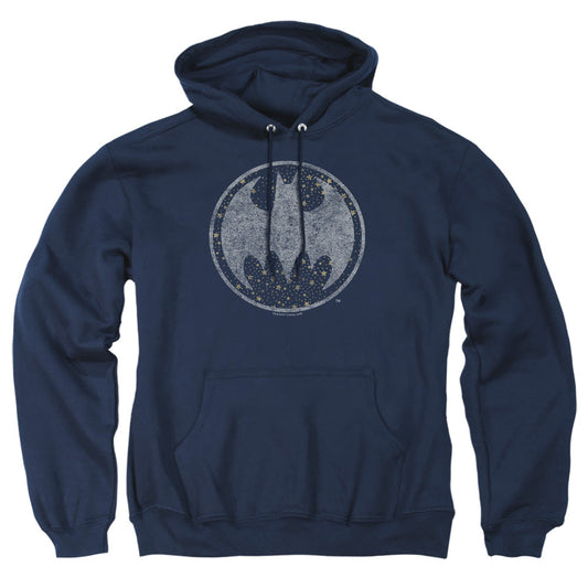 Batman Starry Night Shield Mens Hoodie Navy Officially Licensed