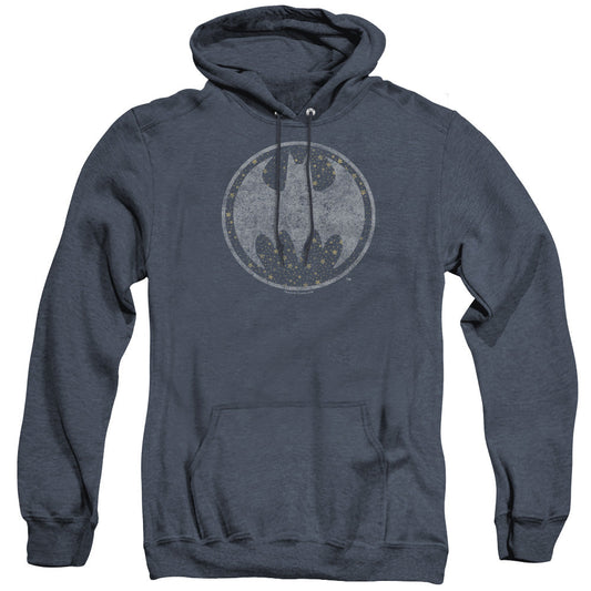 Batman Starry Night Shield Heather Mens Hoodie Navy Blue Officially Licensed