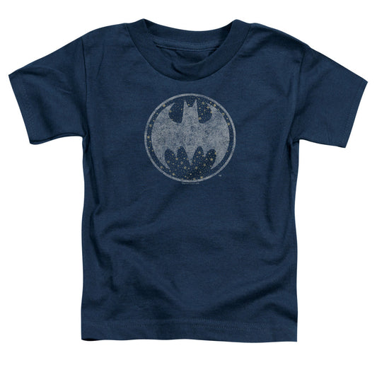 Batman Starry Night Shield Toddler Kids Youth T Shirt Navy Blue Officially Licensed