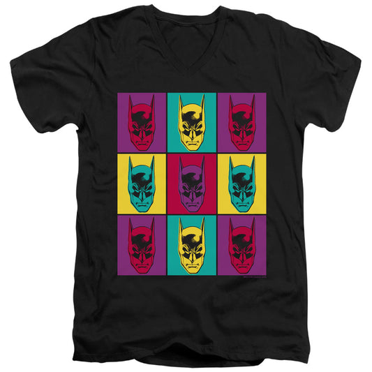Batman Warhol Batman Mens Slim Fit V Neck T Shirt Black Officially Licensed