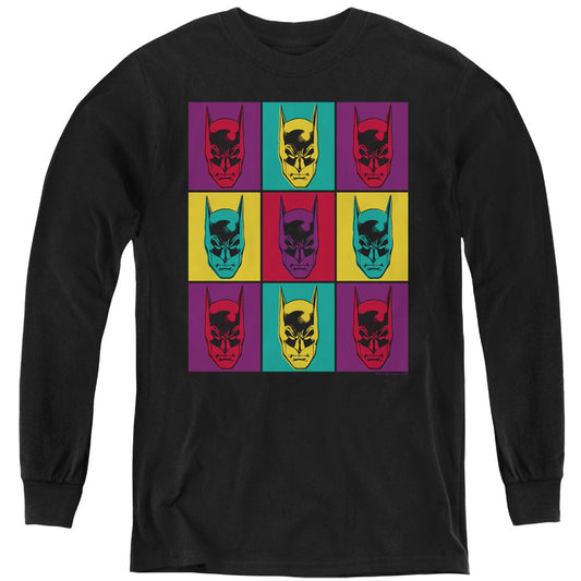 Batman Warhol Batman Long Sleeve Kids Youth T Shirt Black Officially Licensed