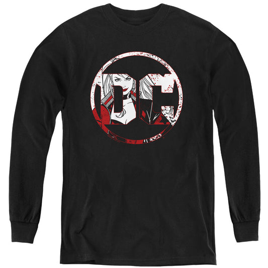 Batman Dc Logo Harley Long Sleeve Kids Youth T Shirt Black Officially Licensed
