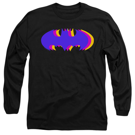 Batman Tri Colored Symbol Mens Long Sleeve Shirt Black Officially Licensed