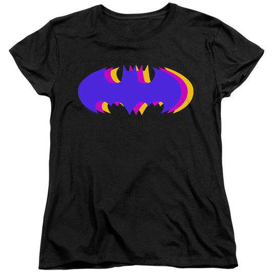 Batman Tri Colored Symbol Womens T Shirt Black Officially Licensed