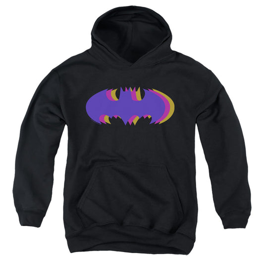 Batman Tri Colored Symbol Kids Youth Hoodie Black Officially Licensed