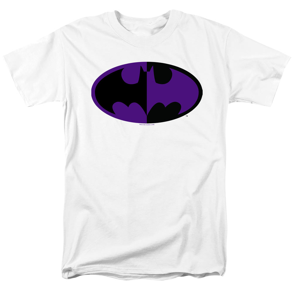 Batman Split Symbol Mens T Shirt White Officially Licensed