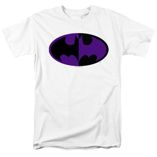 Batman Split Symbol Mens T Shirt White Officially Licensed