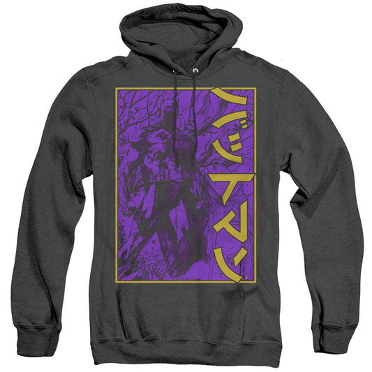 Batman Big Framed Kanji Heather Mens Hoodie Black Officially Licensed