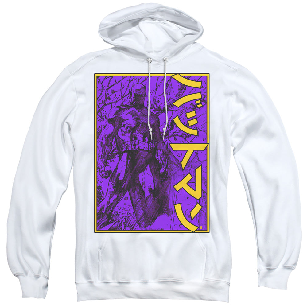Batman Big Framed Kanji Mens Hoodie White Officially Licensed