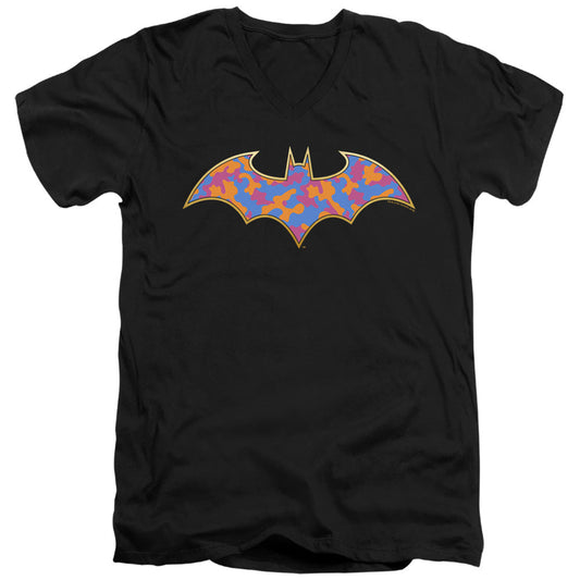 Batman Gold Camo Mens Slim Fit V Neck T Shirt Black Officially Licensed