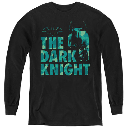 Batman Cuting Patern Long Sleeve Kids Youth T Shirt Black Officially Licensed