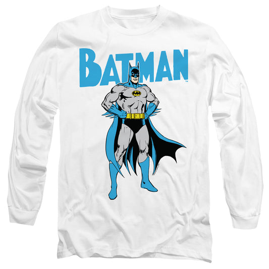 Batman Stance Mens Long Sleeve Shirt White Officially Licensed