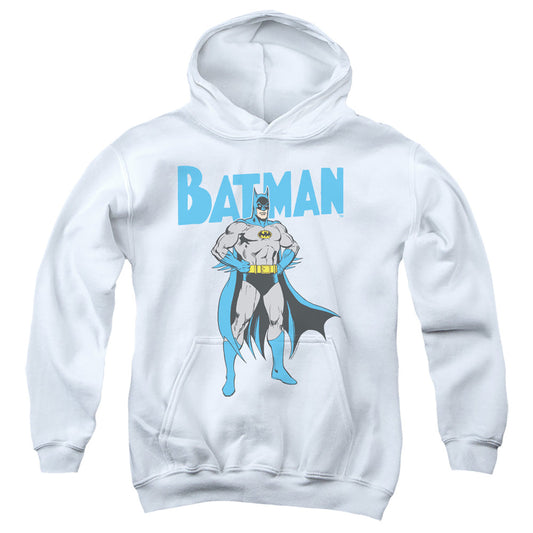 Batman Stance Kids Youth Hoodie White Officially Licensed