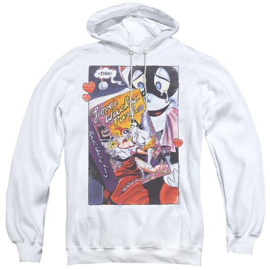 Batman Loves Wacky Fury Mens Hoodie White Officially Licensed