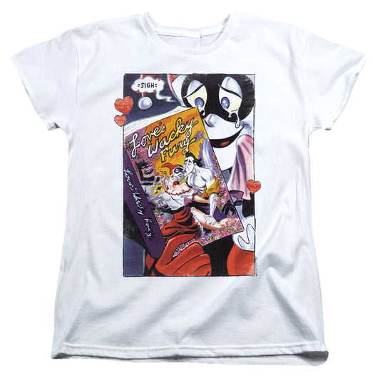 Batman Loves Wacky Fury Womens T Shirt White Officially Licensed